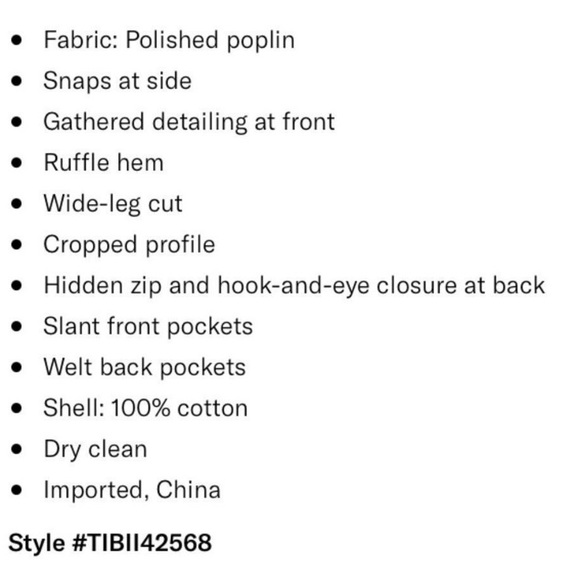 NWT Tibi Size 4 Cotton Poplin Tech Flare Culotte Pant w Ruffle & side snap - Picture 9 of 9